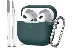 MHYALUDO Custodia per Airpods 3a generazione 2021,Custodia protettiva in morbido silicone per Airpods 3 con LED visibile sulla parte anteriore,con kit di pulizia,Verde foresta