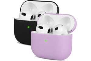 2X Kompatibel mit Airpods Pro 2 Generation Hülle 2022, Mocarheri Ultra-dünnes, Silikon Stoßfeste Weiches Schutzhülle für Airpods Pro 2, Voller Schutz für Airpods Pro 2 Case Cover, Schwarz/Helles Lila