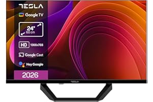 TESLA Smart TV 24 Pulgadas HD Ready con Google TV - HDR10, WiFi y Bluetooth, Google Assistant y Chromecast Integrado, 2 HDMI, 2 USB, DVB-T2/S2/C, Color Negro