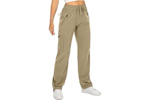 mosingle Women's Walking Cargo Trousers Lightweight Quick Dry UPF 50 Hiking Pants for Safari Travel Work Casual Golf Zip Pockets
