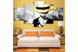 FJLOVE Fbewan Impression Giclée en One Piece Monkey D. Luffy Peinture sur Toile 5 Pieces Image Déco d'art Murale Tableau,B,150x80cm