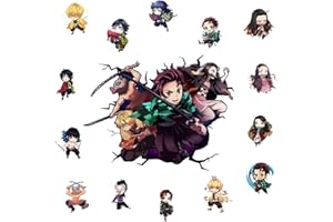 IFHDO Deemon Slayer Murali Adesivi, Cartoon Kids Parete Adesivi, 3D Deemon Slayer Stampa Adesivo Creativi Rimovibili Parete Adesivi Decorazione Adesivo per Bambini Camera Cartone Animato Decorazione