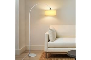 Toolight Lampada da Terra Moderna, Lampada Piantana per Soggiorno E27, Lampada da Terra Salotto Base Rotonda in Marmo per Salotto, Camera da letto e Studio, Bianco, H180cm (lampadine non incluse)