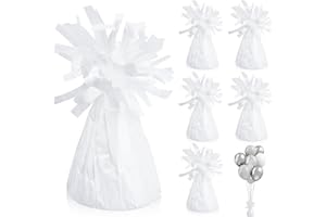 BSTDAYEVER Ballongewicht für Heliumballons Luftballon Beschwerer Gewichte 6Stk Ballongewichte für Helium Ballon Beschwerer Boden Weiß Folie Ballon Anhänger für Hochzeit Geburtstag Party Dekoration