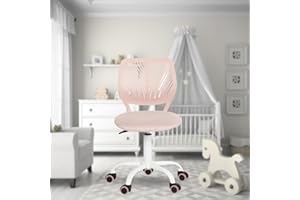FurnitureR Chaise de Bureau Polyvalente pour Enfants, Chaise de Travail sans Accoudoirs à Hauteur Réglable, Chaise d'Étude Pivotante Colorée pour L'école et Le Bureau à Domicile, Morandi Rose