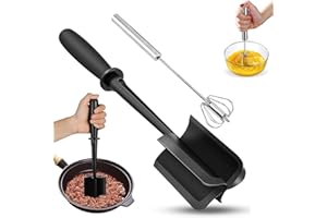 VNFSMY Hackfleisch zerkleinerer Hackfleischzerkleinerer für die Küche Nylon Non-Stick Meat Masher für Multifunktionaler hitzebeständiger Stampfer Mixzerkleinerer Halbautomatischer Schneebesen aus Edelstahl