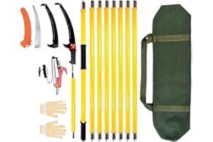 VEGAMED 30FT/9m Tree Pruning Saw, Upgraded Spring Manual Branches Pole Saw Trimmer for Garden Tools Loppers Hand Pole Saws Extendable Height and Storage Pocket