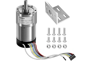 CQRobot 90:1 Metal DC Geared-Down Motor 37Dx70L mm 6V/12V, with 64 CPR Encoder and Bracket. 6V-5W-60RPM-18 kg.cm(243 oz.in), 12V-10W-120RPM-32 kg.cm(432 oz.in), D-Shaped Output Shaft 16mm.