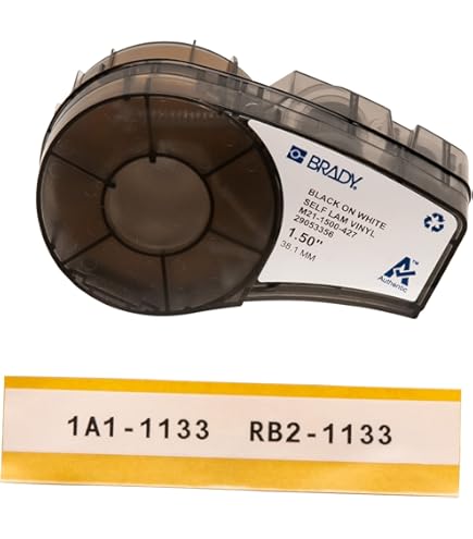 Brady Label Stickers in Zelflaminerend vinyl voor Label Printer BMP41/BMP51/ BMP53/M511-200 Zelfklevende Printer Labels - Zwart op wit, transparant (25,40 mm (L) x 31,75 mm (A)) - M4-143-427