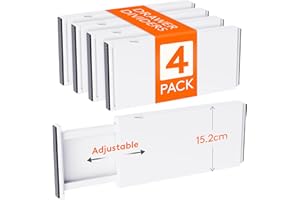 Lifewit 4 Set Schubladentrenner, Verstellbar Schubladen Trenner für Innenlänge 34–50cm & Höhe＞15.5cm Organizer Ordnungssystem für Küche/Kleiderschränke/Schreibtisch, Weiß