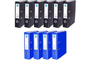 K-ONE Lever Arch File A4 Black and Blue Document Storage Paper Office School (Pack of 10)