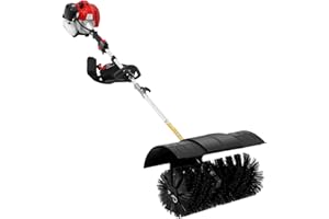 ACROSSPART 52CC Handheld Schneefräse, 2-Takt 2,3 PS Kehrmaschine Benzin mit Prallplatte und Schultergurt, Upgraded 1.7KW Benzin Besen für Kunstrasenflächen, Straßen, Bauernhöfen