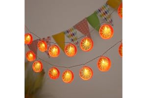 KOBOKO Łańcuch świetlny pomarańczowy, 3 m, 20 diod LED, dekoracja cytrynowa, łańcuch świetlny, łańcuch świetlny na baterie, dekoracyjne światła do sypialni, na wesele, karnawał, do użytku wewnątrz i
