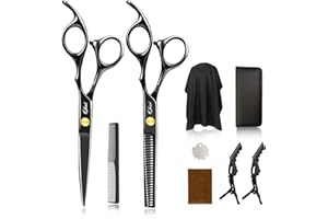 AQHUI Hairdressing Scissors Set, Hair Cutting Scissor Professional for Women Men, 6.7" Thinning Barber Scissors and Comb for Salon Kids, Sharp Stainless Steel Haircut Scissor with Clips for Beard Trimming