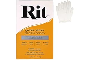 CRAFT COUNTY All Purpose Concentrated Rit Dye Powder Single Pack with Plastic Gloves for Clothing, Décor, and Crafts – Golden Yellow