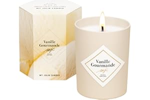 MY JOLIE CANDLE - Bougie Parfumée Vanille Gourmande - Cadeau Femme Maman Ado - Cire 100% Naturelle Végétale - Parfum Français - Mèche Coton - Combustion 18h