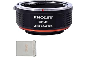 PHOLSY Enfoque Manual Adaptador de Objetivo Compatible con Objetivos Canon EF (EF-S) y Cuerpo de Cámara Sony E (NEX), EF a E