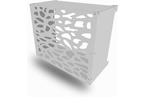 CLIM-BOX Cache Clim Résistant Climatisation Coffre Climatiseur Mural Aluminium Composite (Motif Pierres, Moyen Blanc)