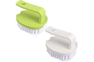 GOKTVAI 2uds Cepillo Verduras, 8x7x6,5cm Cepillo Limpiar Frutas y Verduras de Material de PP con Cerdas Rígidas y Mango para Frutas Patatas Zanahorias Alimentos(Blanco & Verde)