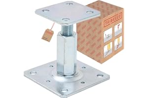 TRIBECCO Soporte para postes de madera de 80 x 80 cm, altura regulable de 8 a 15 cm, acero galvanizado en caliente de 4 mm, para pedestales, escaleras, escenarios, terrazas, garajes