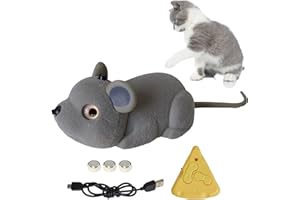 SWSDEE Souris Telecommande pour Chat, Souris Electronique Jouet Chaton Rat Télécommandée, Télécommande Ou Détection Intelligente Deux Modes, Jouet Interactif Chat et Souris USB
