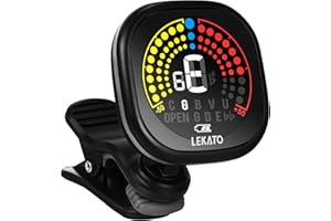 Gitarren-Stimmgerät, LEKATO Wiederaufladbares Clip-On Stimmgerät mit LED-Farbdisplay, Chromatisches Stimmgerät für Gitarre, Violine, Bass Ukulele und chromatische Stimmmodi (Wiederaufladbar)