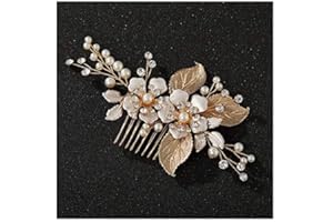 SWEETV Peine de pelo de boda de oro hecho a mano nupcial clip de pelo accesorios para el cabello para las