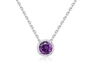 Qings Birthstone Collana in Argento 925 Donna, Collane Pendente Donna Strass Regalo di Compleanno
