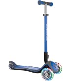 Globber Primo Plegable Plus Lights – Patinete De 3 Ruedas Con Luces LED Y Manillar Ajustable, Para Niños De 3 A 9 Años (azul Oscuro)
