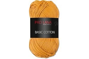 Frida's Wollhaus Pro Lana - 50 g de laine basique en coton pour tricot et crochet - 64 couleurs (24 | ocre)