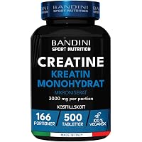 Créatine Bandini 500 Comprimés – 3000mg Par Dose, Monohydrate, Vegan, Fabrication Italie
