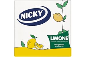 Nicky Limone Tovaglioli Decorati, Confezione da 35 tovaglioli a 2 veli, Grande Morbidezza, Pratici e Resistenti, Apertura facilitata, Carta 100% certificata FSC
