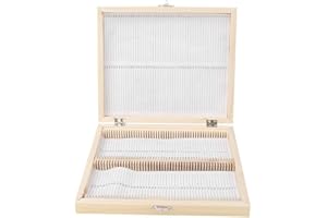 PLYISTY 100PCS Reines Massivholz handgefertigt Biologie Glas vorbereitet Mikroskop Objektträger Proben Holzdia Aufbewahrungsbox Fall für Slice Collection, mit Metallschnalle und Metallscharnier
