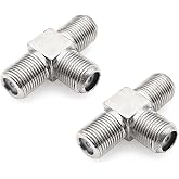 JZK 2 x T-Splitter Connector 3 Way Type F Adapter Cable Coaxial Cable Satellite TV F to Female Double Combiner Antenna TV 75