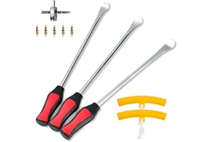TINGJS Tyre Lever Tyre Lever Tool with 3 Tyre Spoons 2 Rim Protectors for Motorcycle/Bicycle/Trolley Tyres 29.5 cm, silver