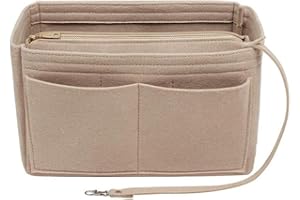MTRSUE Filz Taschenorganizer Handtasche Taschenformer Einsatz mit Schlüsselanhänger, Damen Taschen Organizer mit Metallreißverschluss für Neverfull Speedy und mehr