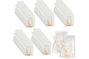 XPEX 50 Pezzi Sacchetti Latte Materno,Sacchetto Di Conservazione Fresco Con Scala,Latte Materno Sterili Pre-Sterilizzata Sacchetti Latte Materno Freezer,Bustine Per Congelare Latte Materno(250 Ml)
