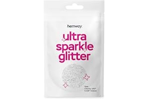 Hemway Premium Ultra Sparkle Glitter Multi Purpose Metallic Flake for Arts Crafts Nails Cosmetics Resin Festival Face - White Iridescent - Chunky (1/40" 0.025" 0.6mm) 10g / 0.35oz Sample