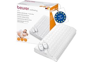 ‎BEURER Beurer TS 26 Doppel-Wärmeunterbett, extragroßes XXL-Format mit separat einstellbaren Temperaturzonen für zwei Personen, zwei Schalter mit je 3 Temperaturstufen, Maschinenwaschbar, 150 x 140 cm