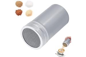 CYRANK Pulverizzatore di zucchero in polvere, draga in acciaio inossidabile a maglia fine Shaker con coperchio Pulverizzatore di farina del dispensatore del setaggio per bicarbonato di sodio di cacao