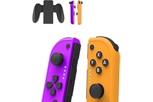 Duufun Switch Controller, L/R Kabelloser Switch Controller Joystick kompatibel mit Switch/OLED/Lite mit 6-Axis Groscope/Dual Motors/Wake-up Funktion, mit Comfort Grip-Lila und Orange