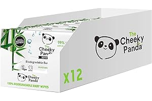 The Cheeky Panda Lot Lingettes Bébé – 720 Lingettes (60 Lingettes x 12 Paquet) | 99% d'eau pure | Sans Parfum