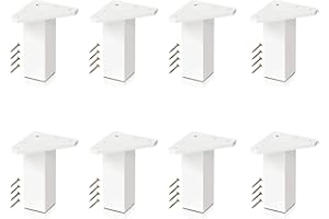 Kukicu ✮ Patas para Muebles ✮ Juego de 8 Patas, Tornillos Incluidos, 10cm - Color Blanco - Patas de Plástico DIY para Mesas, Mesillas, Mueble Baño, Estanterías (Pack 8 Patas)