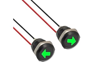 JAMHER 2 Pezzi 12mm Indicatore luminoso LED impermeabile, DC 12 V/24 V in metallo Indicatore LED per Moto Auto Camion Trattori Camper ATV