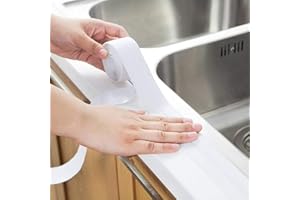 AGATIGE Biała taśma uszczelniająca do wanny, wodoodporna taśma uszczelniająca zapobiegająca pleśni, samoprzylepna taśma uszczelniająca do prysznica, listwa przypodłogowa do kuchni, łazienki, łazienki, toalety, zlewu, podłogi, narożników, 3,2 m x 22 mm