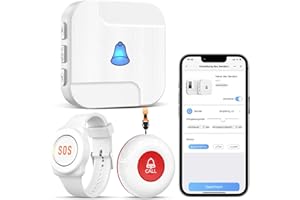 ChunHee WiFi Notrufknopf für Senioren Notfallarmband Emergency Alert System für Senioren Patienten Behinderte Ältere (unterstützt nur 2.4GHz Wi-Fi) (1*Empfänger + 1 Taste + 1*Armband)