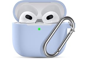 Ouwegaga Cover per Airpods 3, Silicone Custodia per Airpods Terza Generazione 2021, Protezione Completa del Corpo Cover Compatìbile con Apple Airpods 3 Case Cover, con Moschettone, Lilla