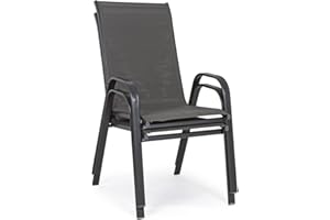 Yellow shop - MARTINEZ Set 4 sedie con braccioli in acciaio Antracite o Grigio chiaro Arredo giardino piscina terrazzo (Antracite)