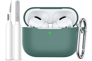 Easuny Hülle Kompatibel mit AirPods Pro 2/1 Hülle, Stoßfest Weiche Silikon AirPods Pro 2 Case Kompatibel mit Apple AirPods 2./1. Generation Hülle, LED Sichtbar, mit Karabiner&Reinigungskit-Kieferngrün