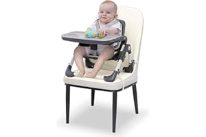 KISDREAM Baby Hochstuhl Sitzerhöhung faltbar Kinderstuhl Babystuhl für Tisch, Reise-Sitzerhöhung mit Höhenverstellung und 5-Punkt-Gurt für drinnen und draußen, Stuhl Kind mit Abnehmbarem Tablett